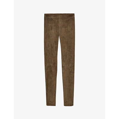 Joseph Suede Stretch Leggings In Hickory