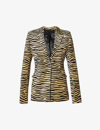 RABANNE RABANNE WOMEN'S NATURAL TIGER ABSTRACT-PATTERN SINGLE-BREASTED STRETCH-COTTON BLAZER