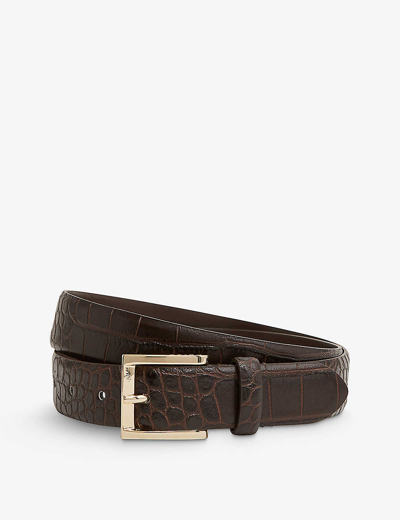Reiss Albany - Chocolate Albany Leather Belt, 36