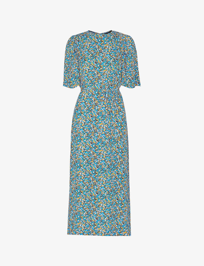 Whistles Womens Multi-coloured Floral-print Short-sleeve Woven Midi Dress
