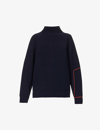 Victoria Beckham Oversized Funnel-neck Wool Sweater In Navy