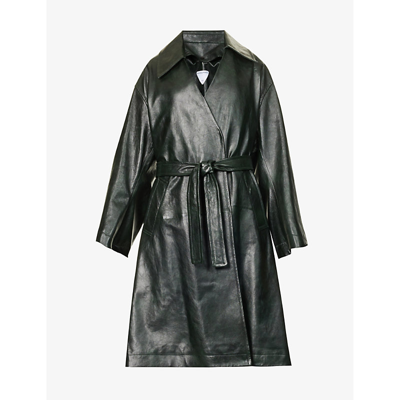 Bottega Veneta Womens Forest Kimono Belted Leather Coat In Green