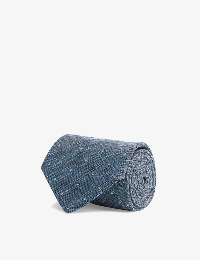 Reiss Mens Airforce Blue Levanzo Polka Dot Silk-blend Tie