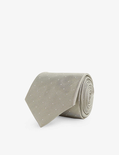 Reiss Liam Polka-dot Woven Tie In Champagne