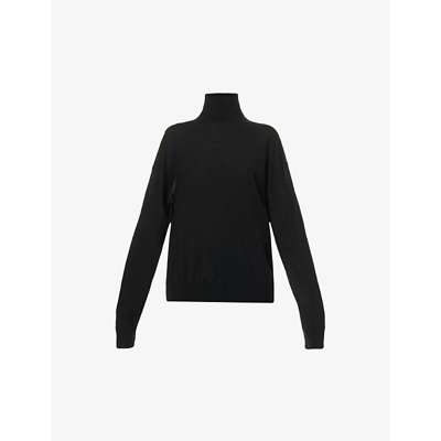 Saint Laurent Knitwear Turtleneck Sweater Ribbed Finish In Black