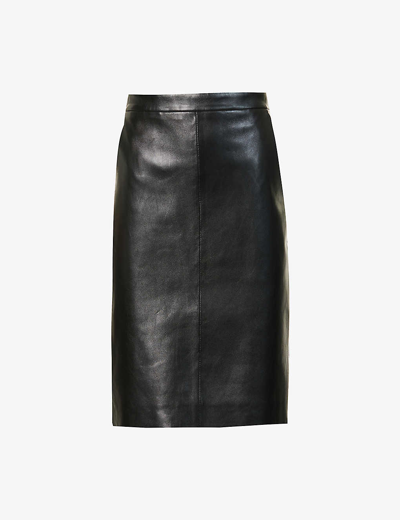 Saint Laurent Zip Detailed Pencil Skirt In Black