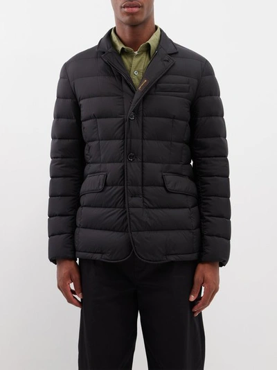Moorer Zip-up Padded Down Jacket In Blue Grey