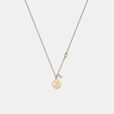 Coach Outlet Virgo Coin Pendant Necklace In Yellow