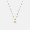 Coach Outlet Aquarius Coin Pendant Necklace In Yellow