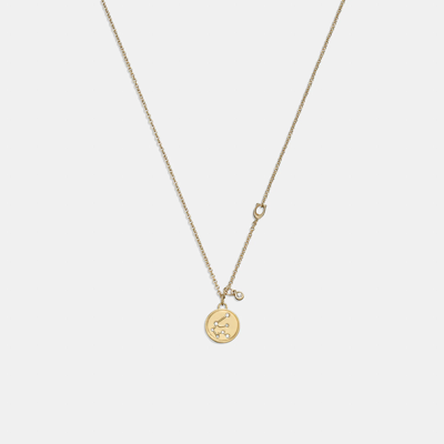 Coach Outlet Aquarius Coin Pendant Necklace In Yellow