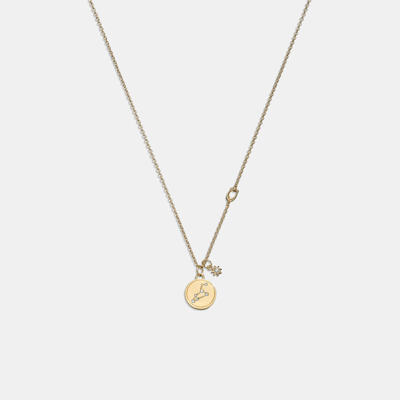 Coach Outlet Leo Coin Pendant Necklace In Yellow