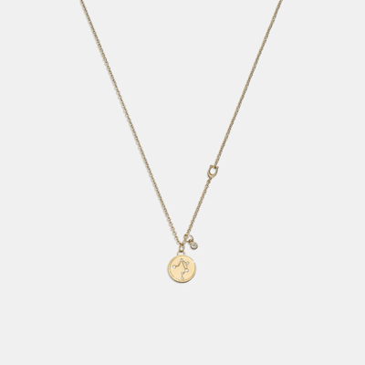 Coach Outlet Libra Coin Pendant Necklace In Yellow