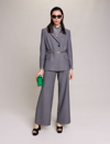 Maje Villanette Belted Blazer In Grey
