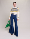 Maje Paflenco High Rise Flare Leg Jeans In Blue In Blue