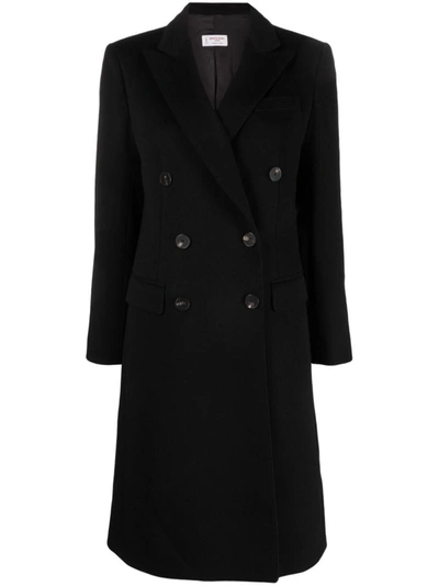 Alberto Biani Double-breasted Virgin-wool Coat In Black  