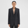 Theory Slim Blazer In Sleek Flannel In New Charcoal Melange