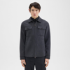 Theory Vena Shirt Jacket In Double-face Wool-cashmere In Dark Charcoal Melange