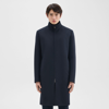 Theory Belvin Coat In Recycled Wool-blend Melton In Baltic