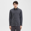 Theory Irving Shirt In Stretch Cotton Flannel In Pestle Melange
