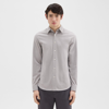 Theory Irving Shirt In Stretch Cotton Flannel In Lt Grey Melange