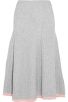 VICTORIA BECKHAM RIBBED WOOL-BLEND MIDI SKIRT