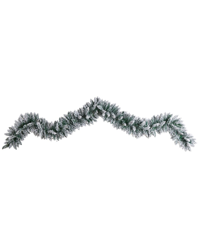 Nearly Natural 9ft Flocked Artificial Christmas Garland In Green