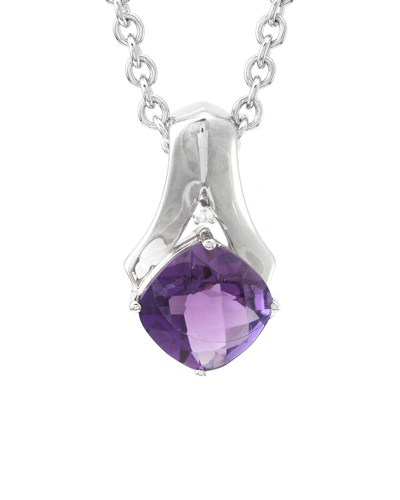 Gemstones Silver 4.54 Ct. Tw. Diamond & Blue Topaz Pendant Necklace
