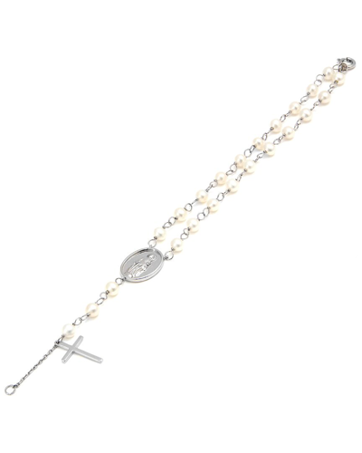 Pearls Silver Pearl Cross Bracelet