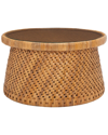 Safavieh Couture Lianne Rattan Round Coffee Table In Natural
