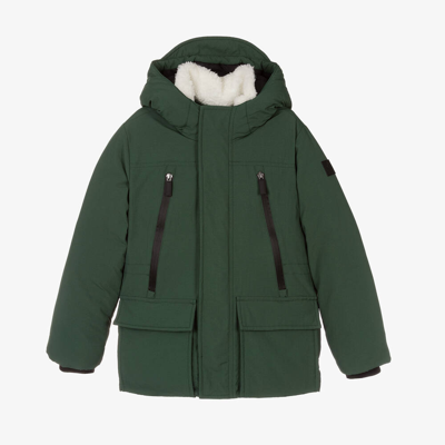 Ido Junior Kids'  Boys Green Padded Hooded Coat