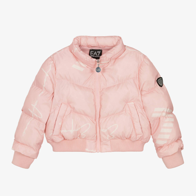 Ea7 Kids'  Emporio Armani Girls Pink Monogram Puffer Jacket