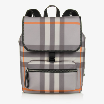 Burberry Kids' Checkered Logo-straps Backpack In Grey