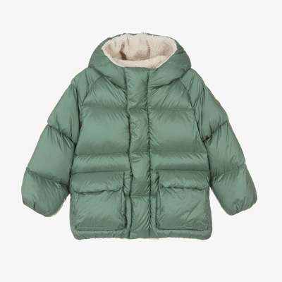 Il Gufo Kids' Hooded Nylon Down Jacket In Green