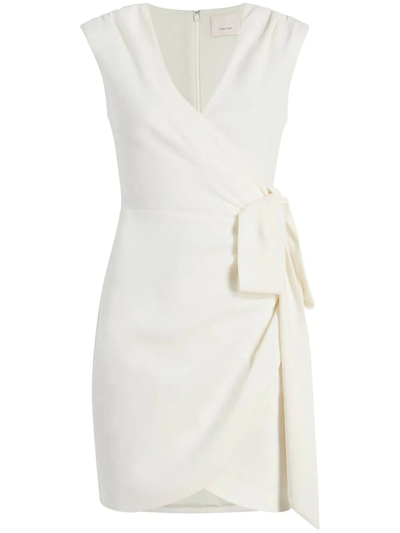 Cinq À Sept Sierra Sleeveless Side-tie Faux-wrap Mini Dress In White