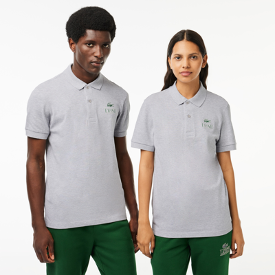 Lacoste Print Stretch Piquã© Polo In Grey