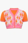 Jacquemus Ladies Multi-orange Argyle-check-pattern Cropped Top In New