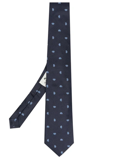 Etro Patterned-jacquard Silk Tie In Blau