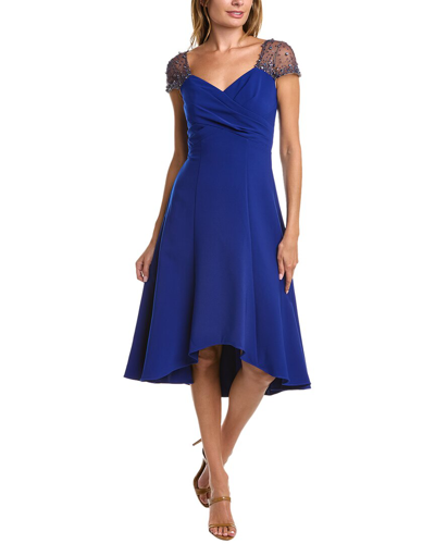 Theia Anette Beaded High-low Cocktail Dress In Blue