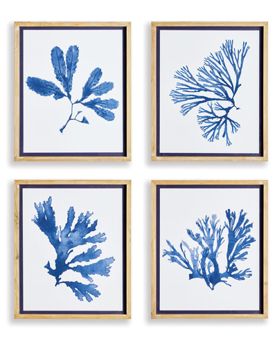 Napa Home & Garden Set Of 4 Indigo Seaweed Prints In Blue