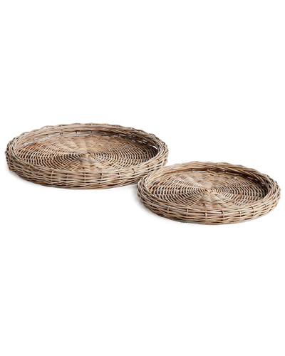 Napa Home & Garden Set Of 2 Jules Round Trays In Grey