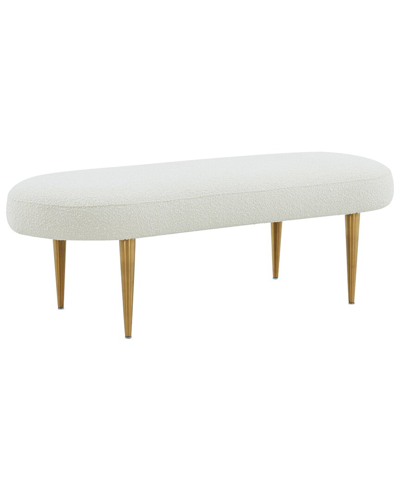 Safavieh Couture Corinne Boucle Oval Bench In Ivory