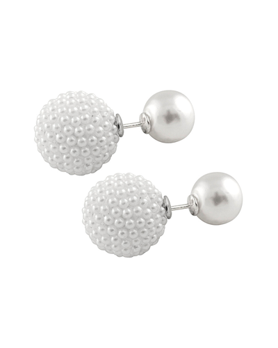 Splendid Pearls Rhodium Plated 14-15mm Shell Pearl Earrings
