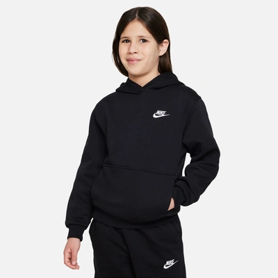 Nike Kids' Boys  Nsw Club Lbr Fleece Hoodie In White/black
