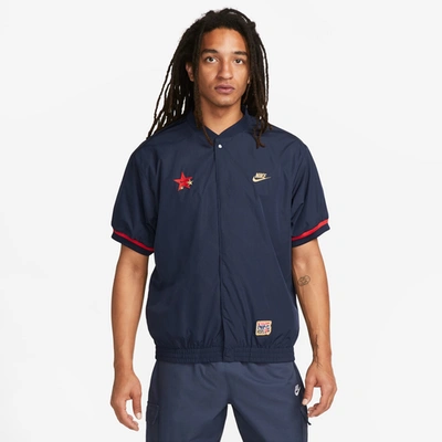 Nike Mens  Au Short Sleeve Warm-up Top In Obsidian/red