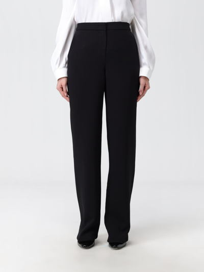 Giorgio Armani Straight-cut Flowing Wool Trousers In Black
