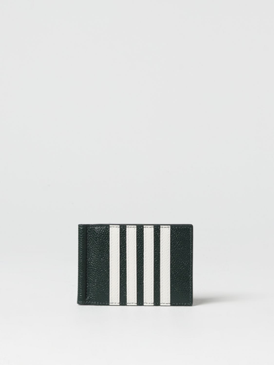 Thom Browne 4 Bar Stripe Leather Wallet In Green