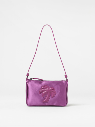 Palm Angels Saint Palm Bag In Satin With Patch In Violet