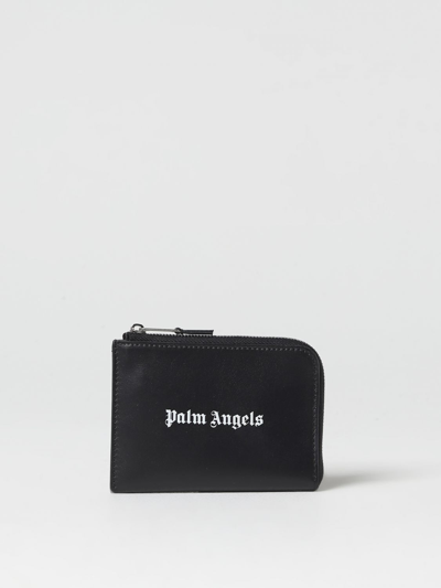 Palm Angels Leather Wallet With Logo In Black