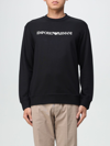 Emporio Armani Cotton Blend Crewneck Sweatshirt In Black