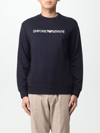 Emporio Armani Cotton Blend Crewneck Sweatshirt In Black 1